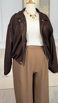 Veste bombers marron grande taille : Diane