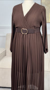 Robe marron plissée Grande taille : Ophelie