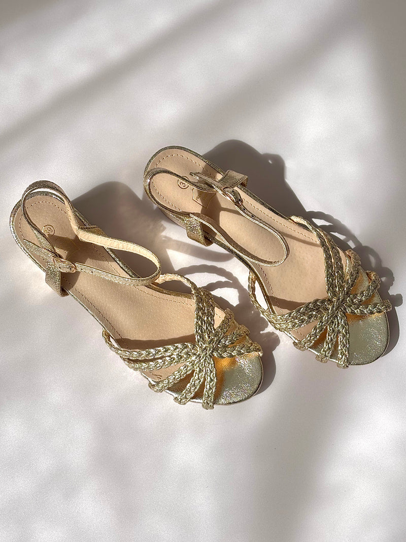 Sandales dorées à talons : Pierla