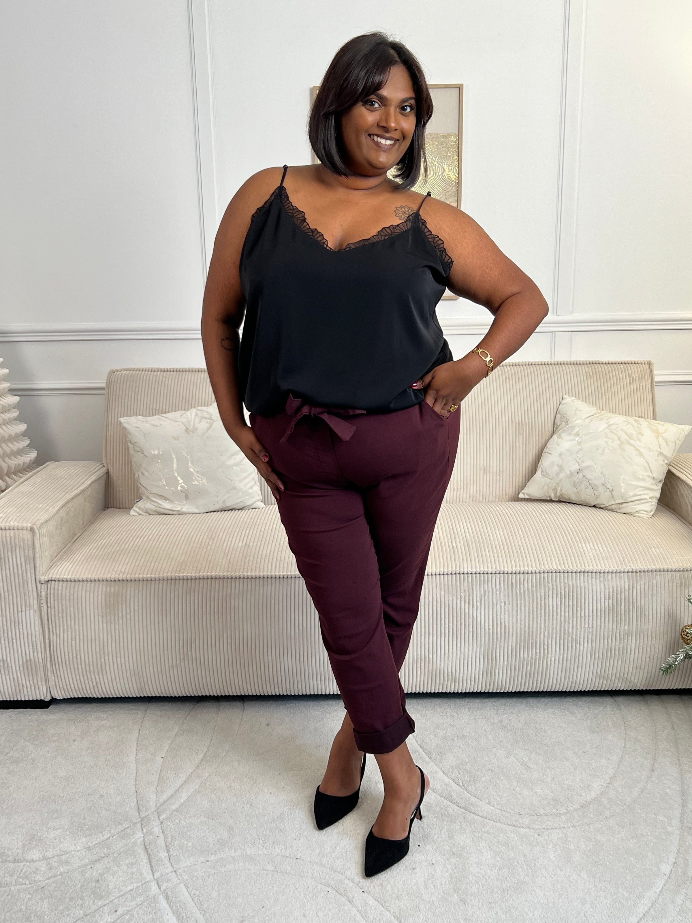 Pantalon bordeaux grande taille : Diego