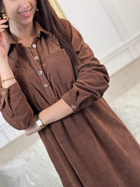 Robe velours courte marron : Cora