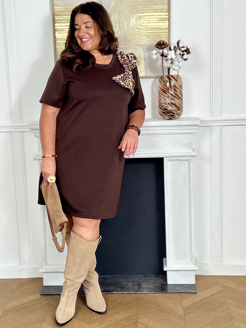 Robe courte marron grande taille : Maho