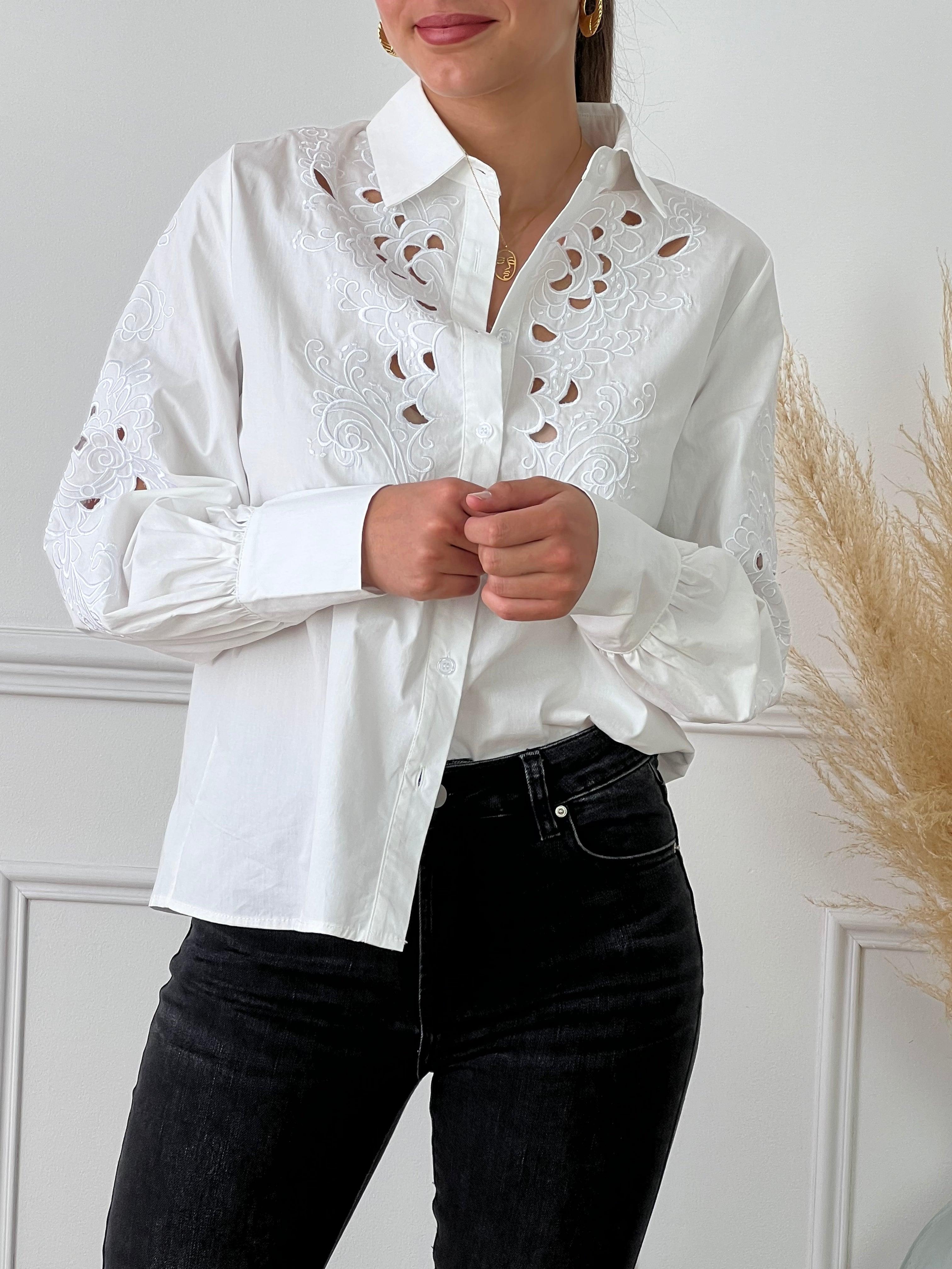 Blouse chemisier blanche femme hot sale