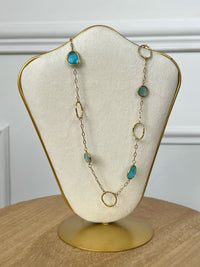 Collier long doré et bleu : Fabiola
