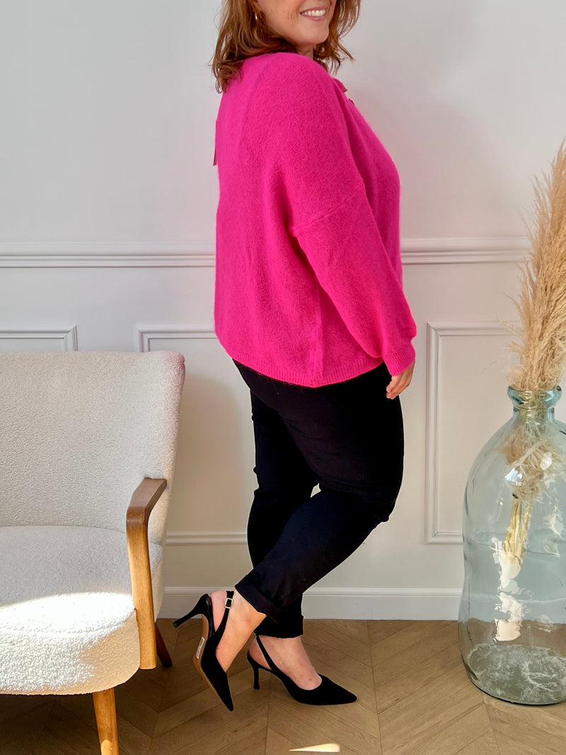 Gilet fuchsia Made in Italie curve : Caroline