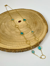 Collier long doré et bleu : Fabiola