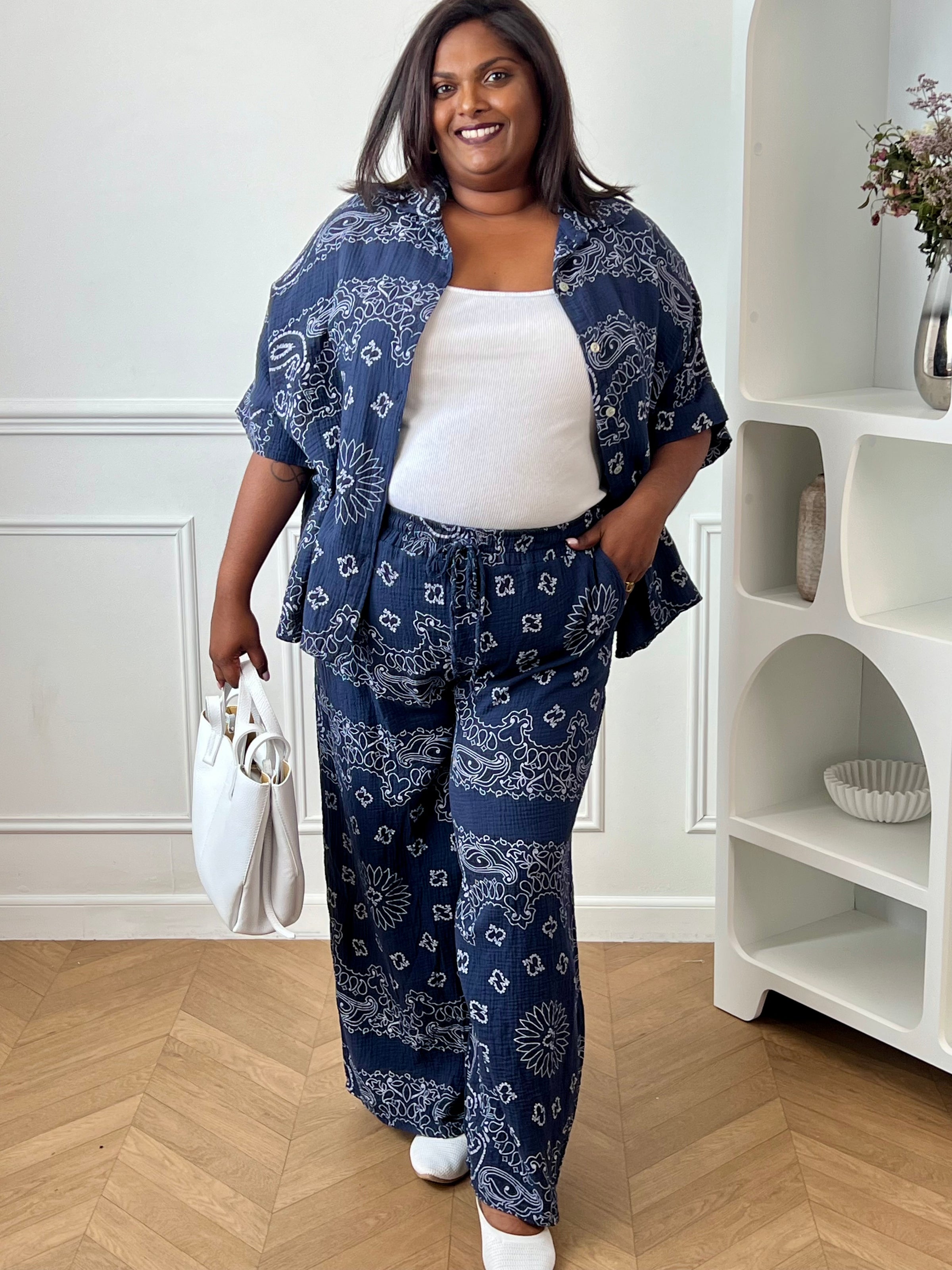 Chemise bleue en gaze de coton grande taille : Timothé