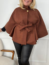 Cape courte marron avec ceinture Curve : Olivia