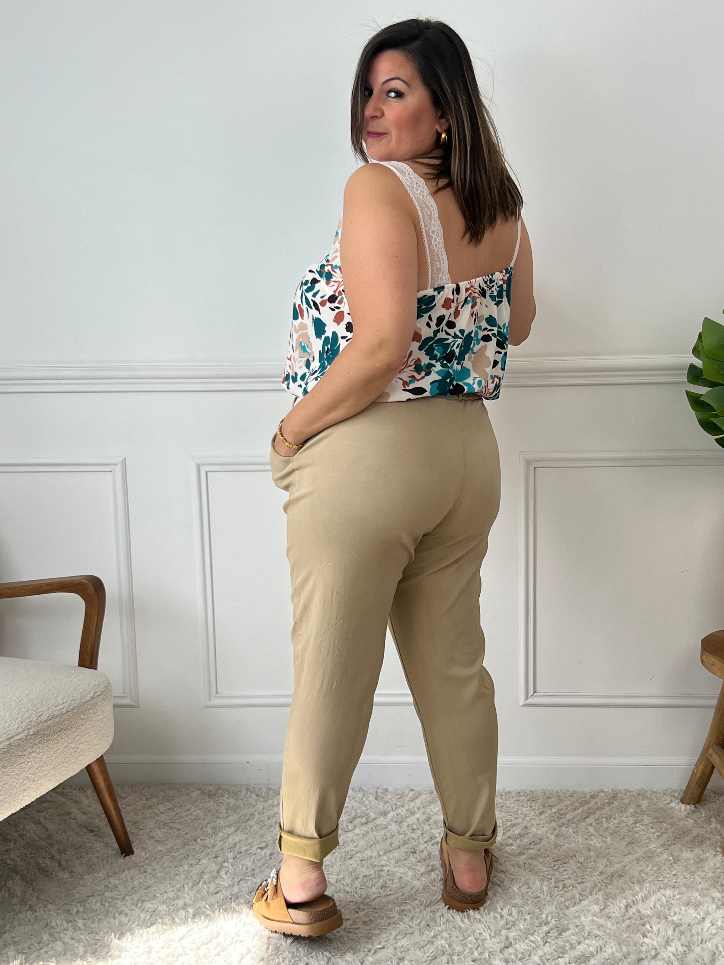 Pantalon camel clair Grande taille : Diego