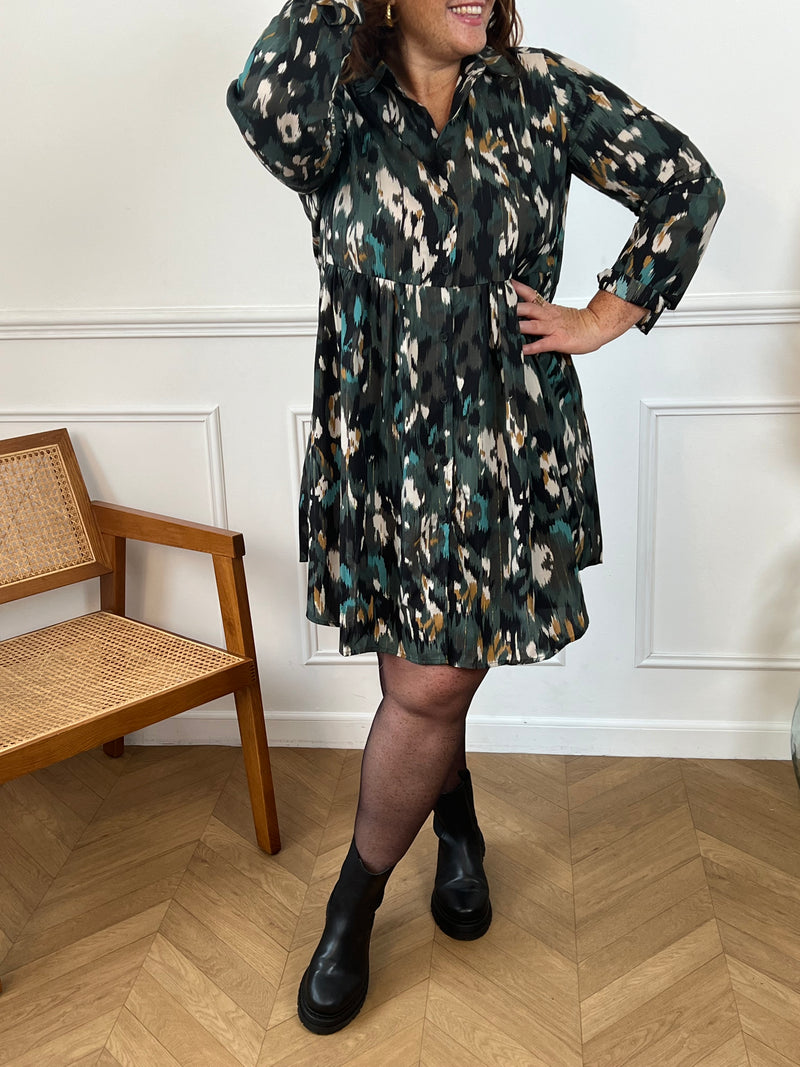 Robe à motifs verte Curve : Lilia