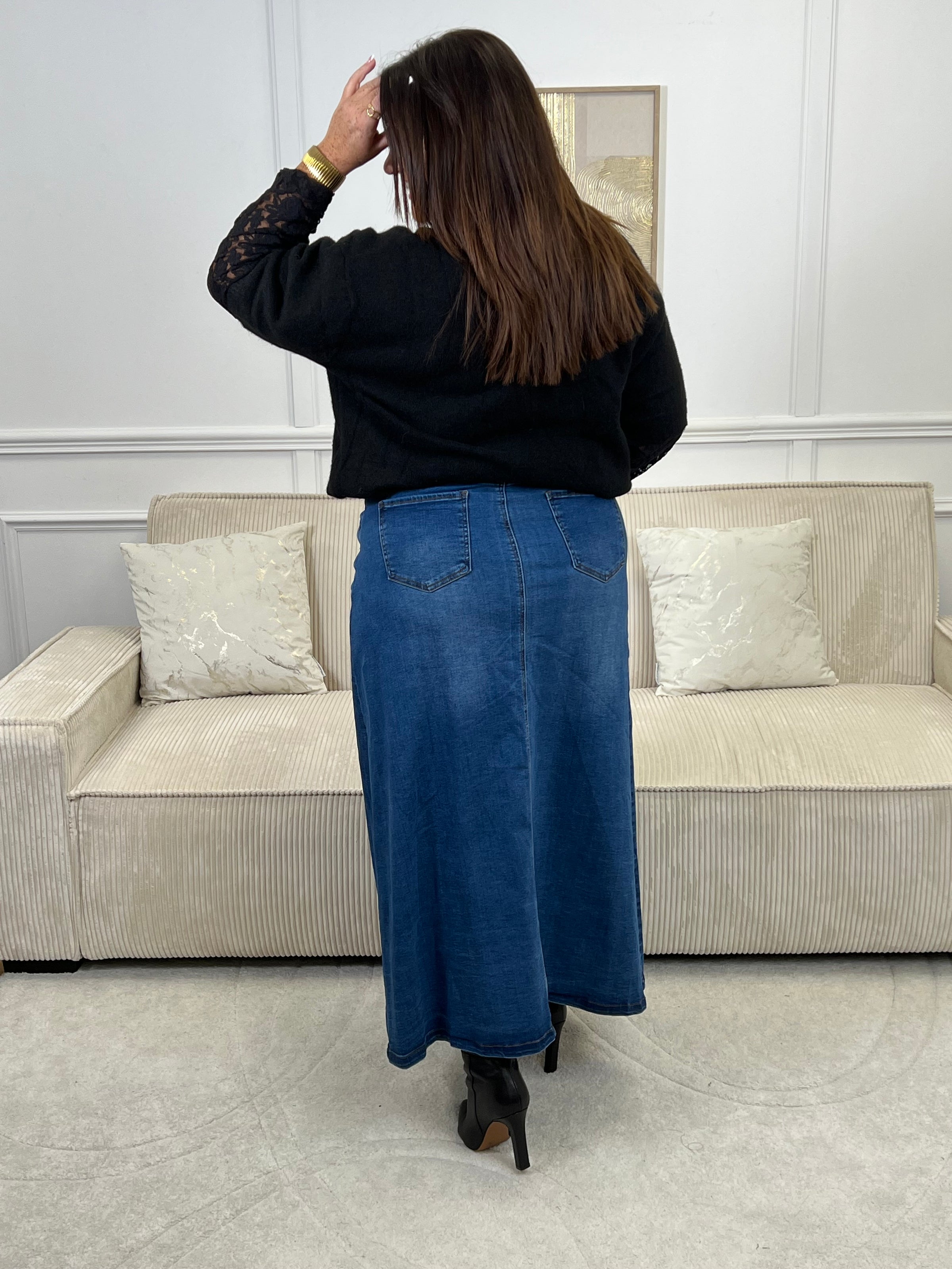 Jupe longue en jean grande taille : Opale