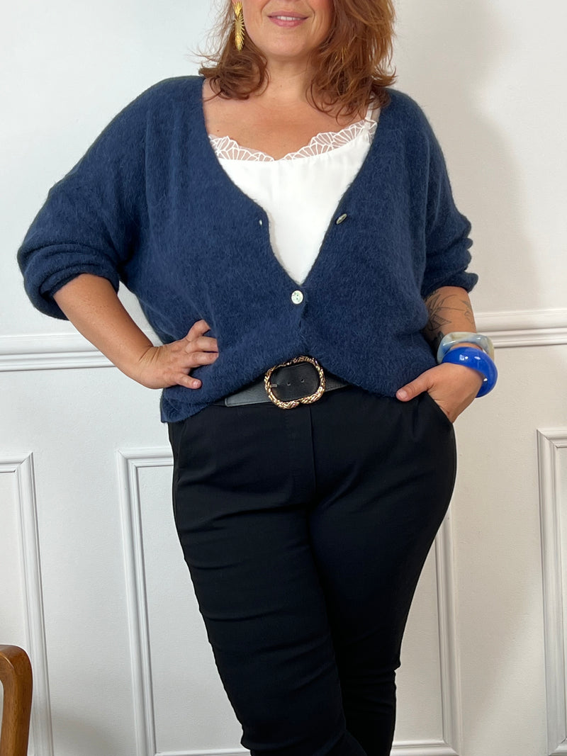 Gilet bleu marine Made in Italie curve : Caroline