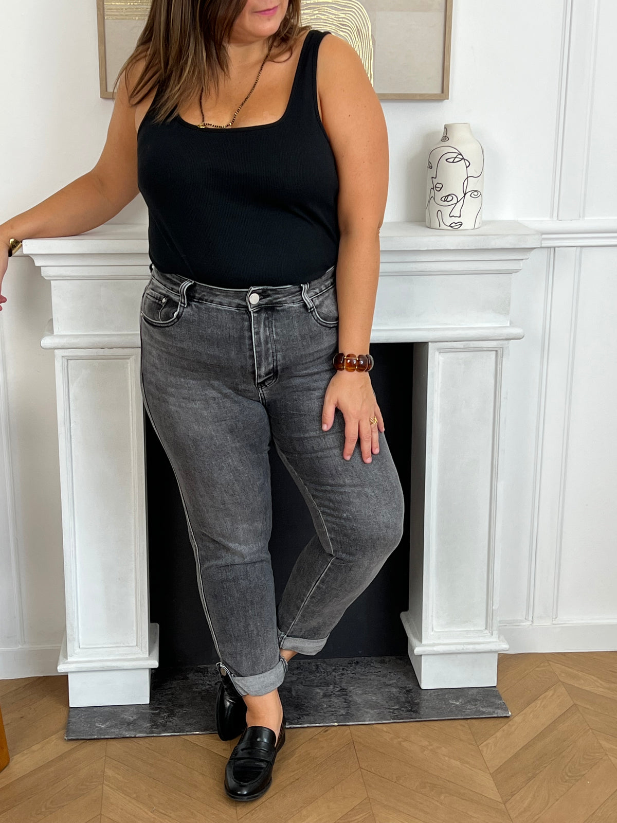 Jean gris foncé grande taille : Joela