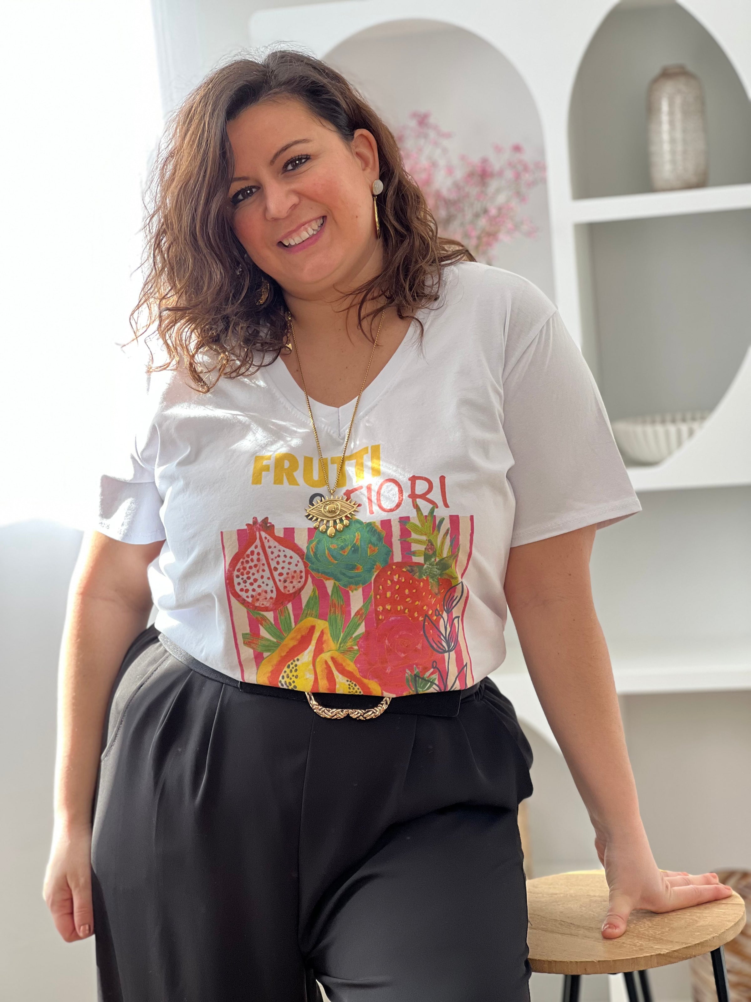 Tee-shirt écru grande taille : Frutti & Flori