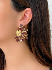 Boucles d'oreilles marrons et dorées : Reina