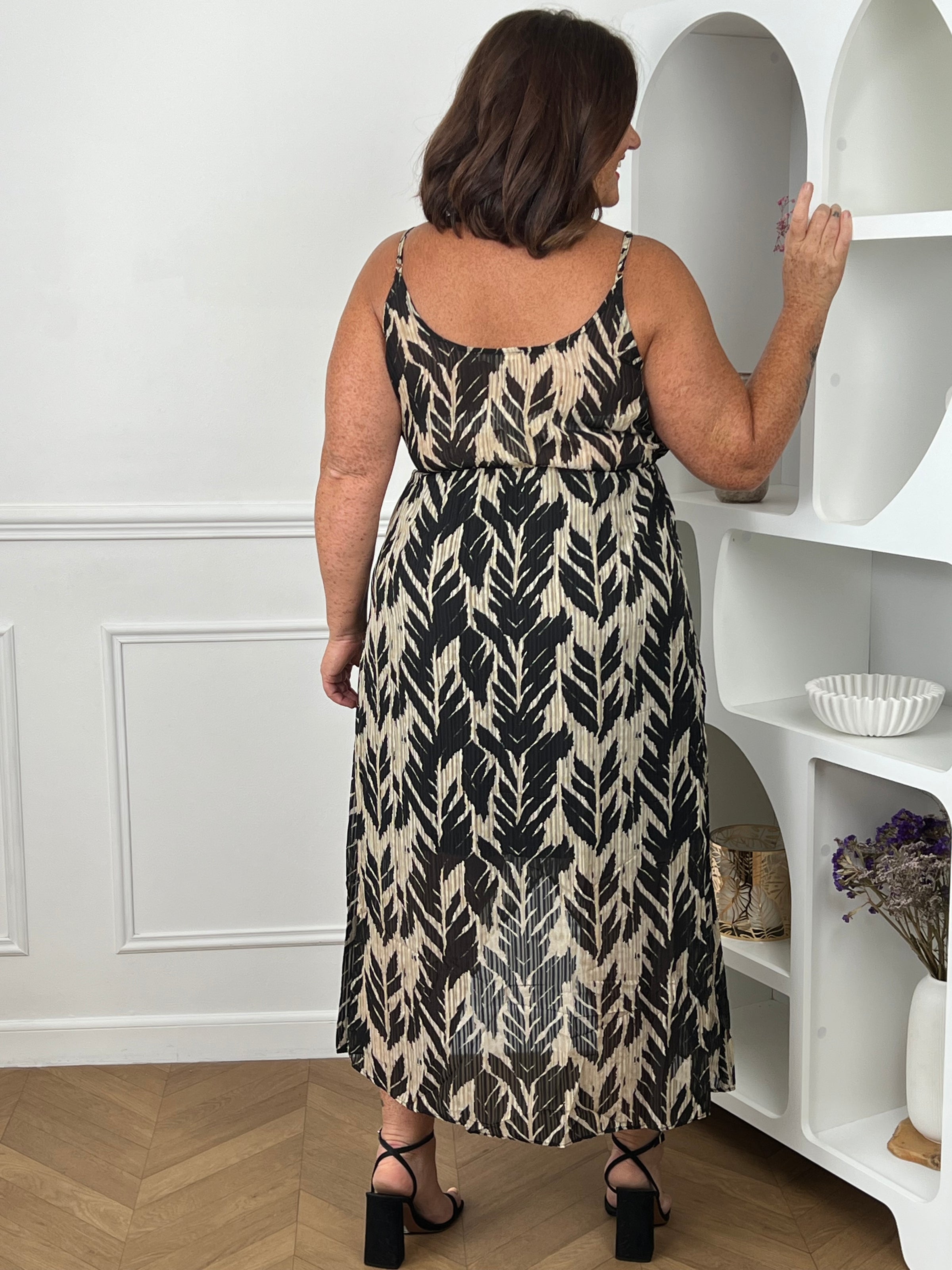 Robe longue noire et beige grande taille : Itay