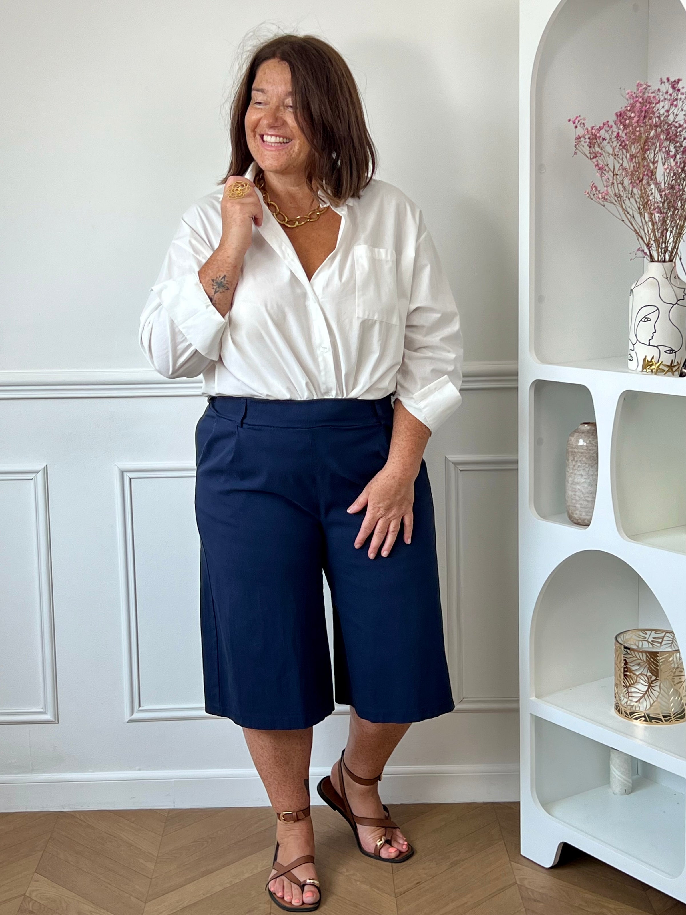 Bermuda bleu grande taille : Lounya