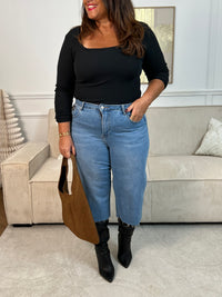 Bermuda long en jean grande taille : Maely