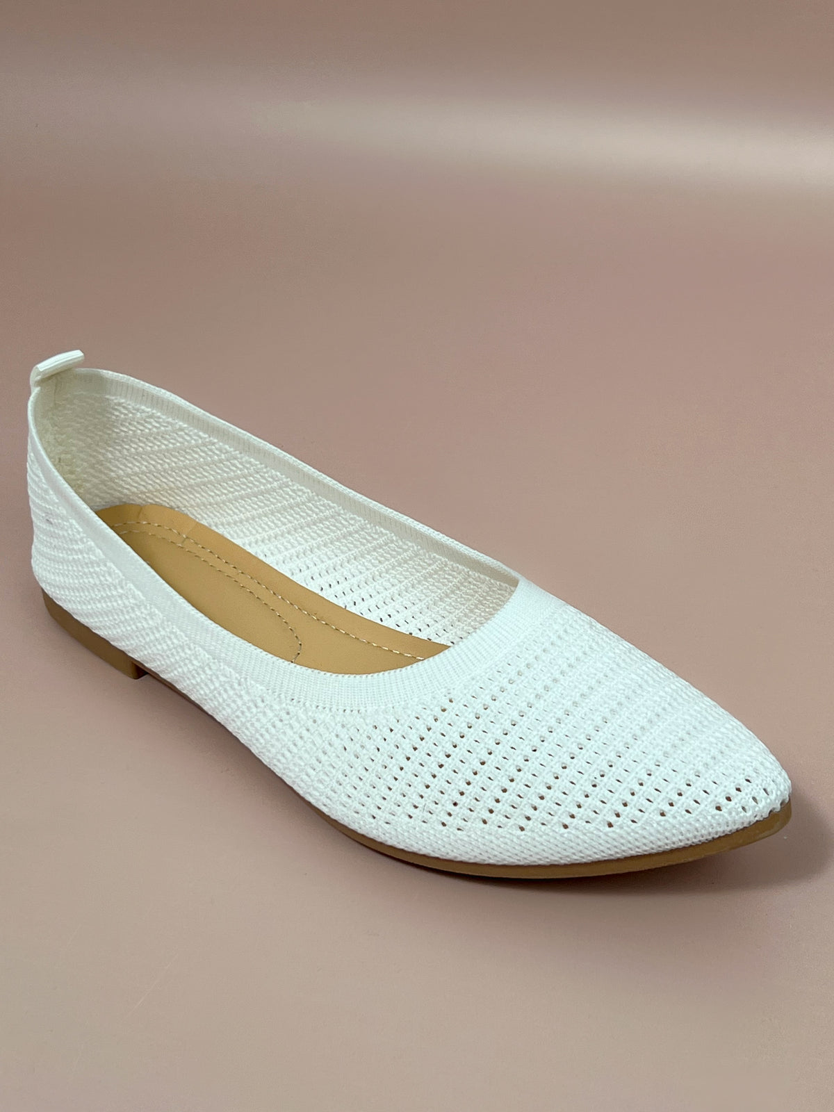 Ecru Flexible Ballet Flats: Caliora