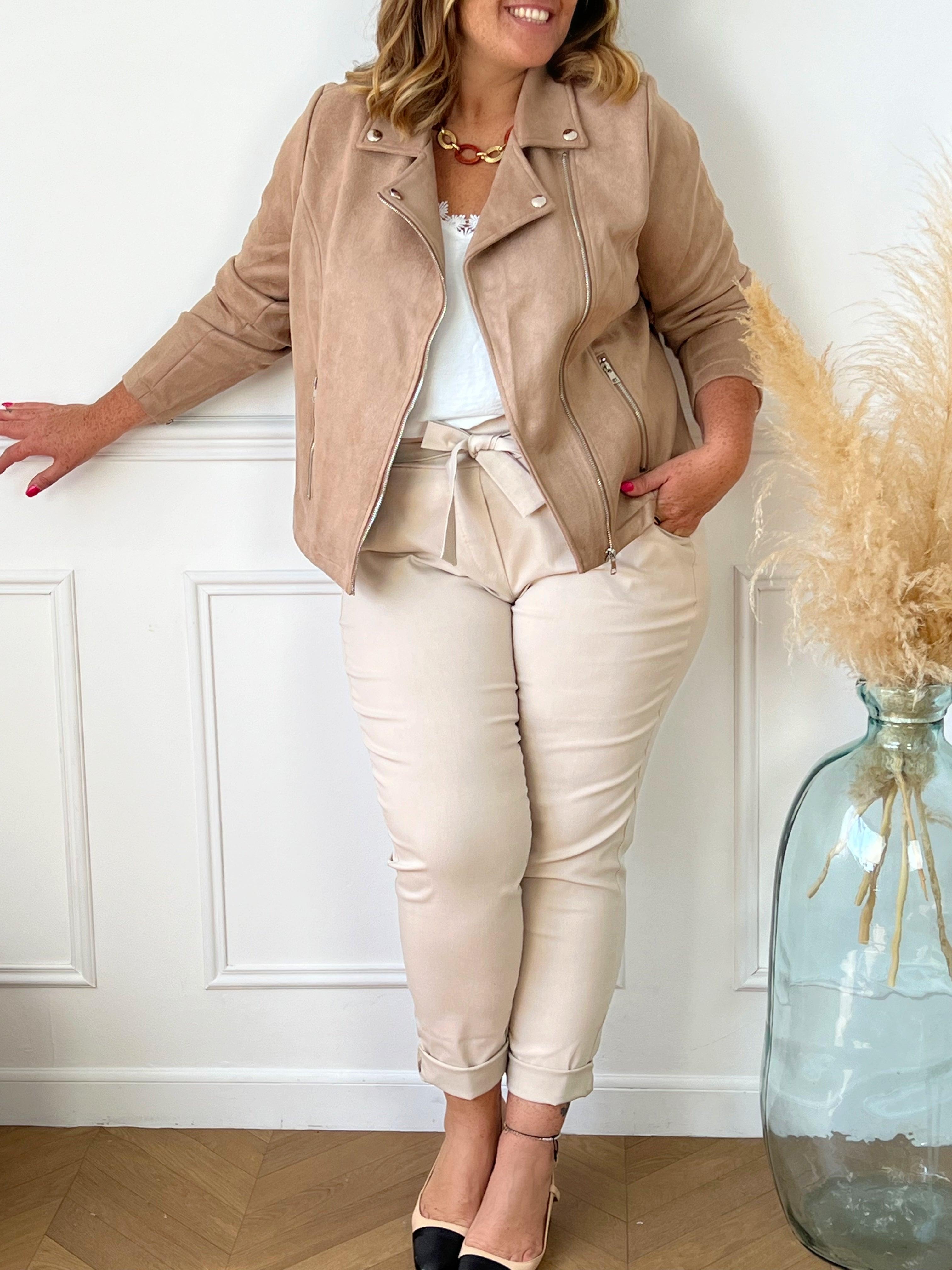 Veste effet daim camel grande taille Lo cia