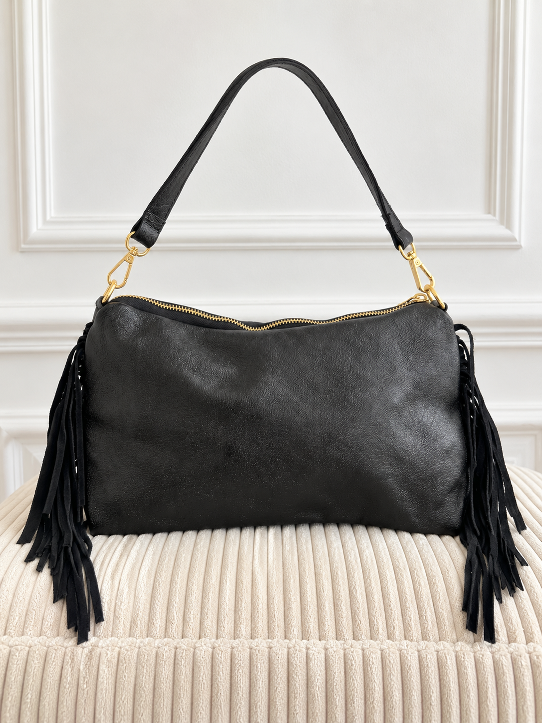 Sac noir à franges : Zain