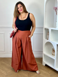 Pantalon terracotta grande taille : Eloane