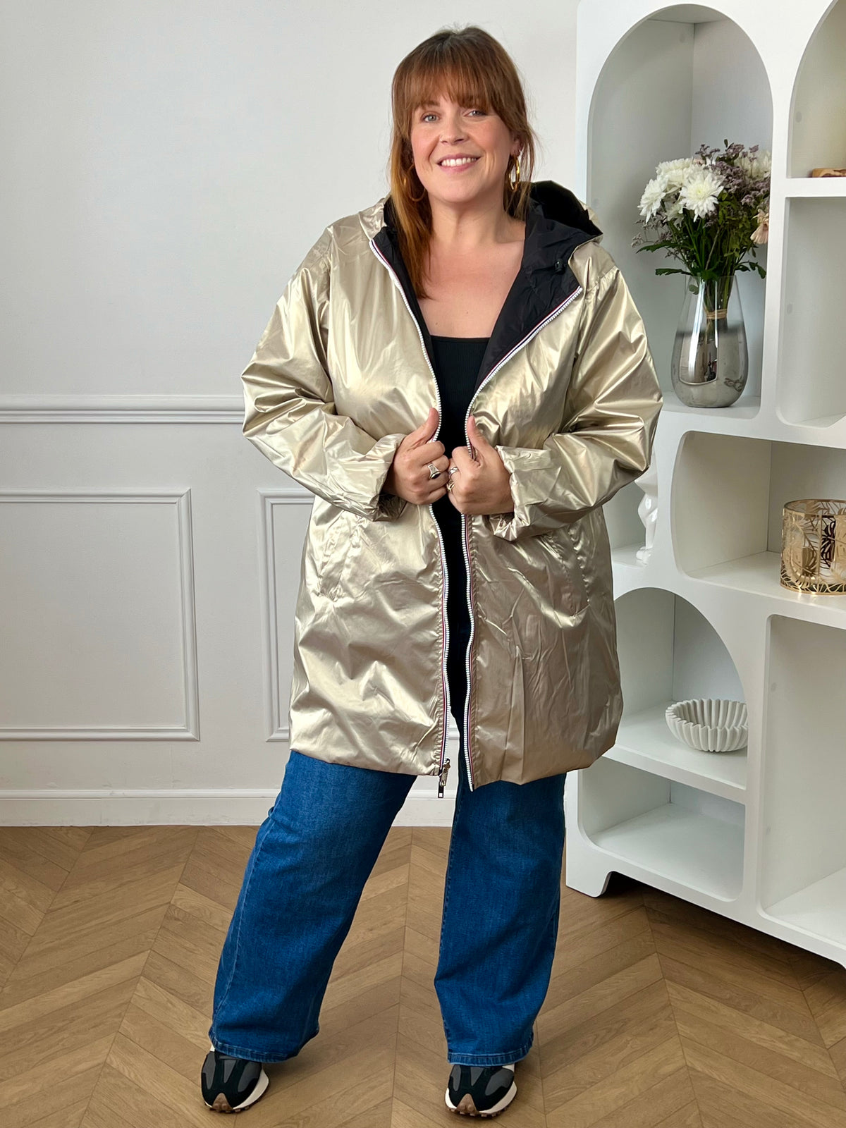 Parka réversible dorée/noire grande taille : Taby