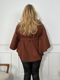 Cape courte marron avec ceinture Curve : Olivia