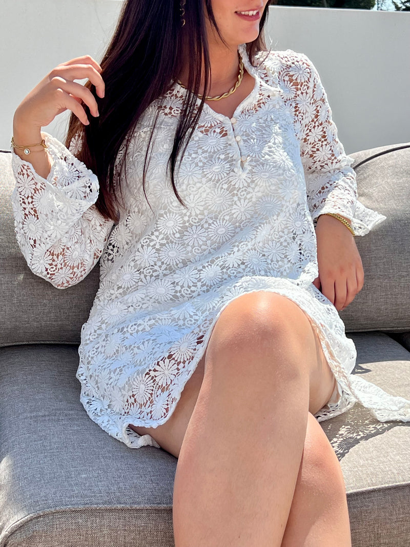 Robe écrue en broderie : Naelia
