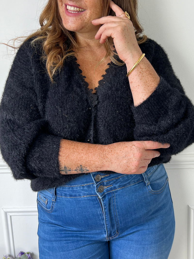 Gilet noir avec dentelle curve : Meloa
