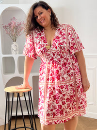 Fuchsia plus size dress: Octalina