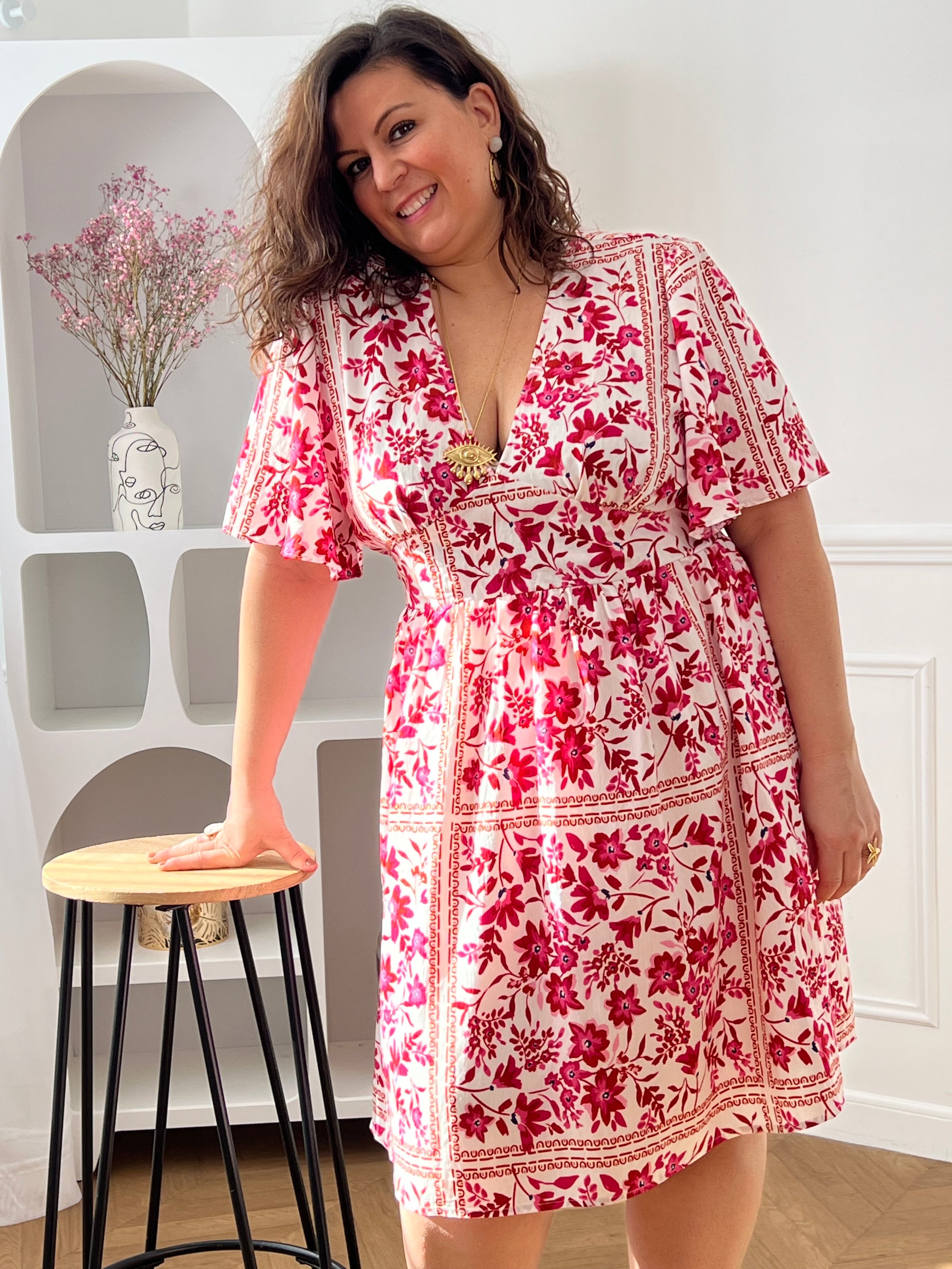 Fuchsia plus size dress: Octalina