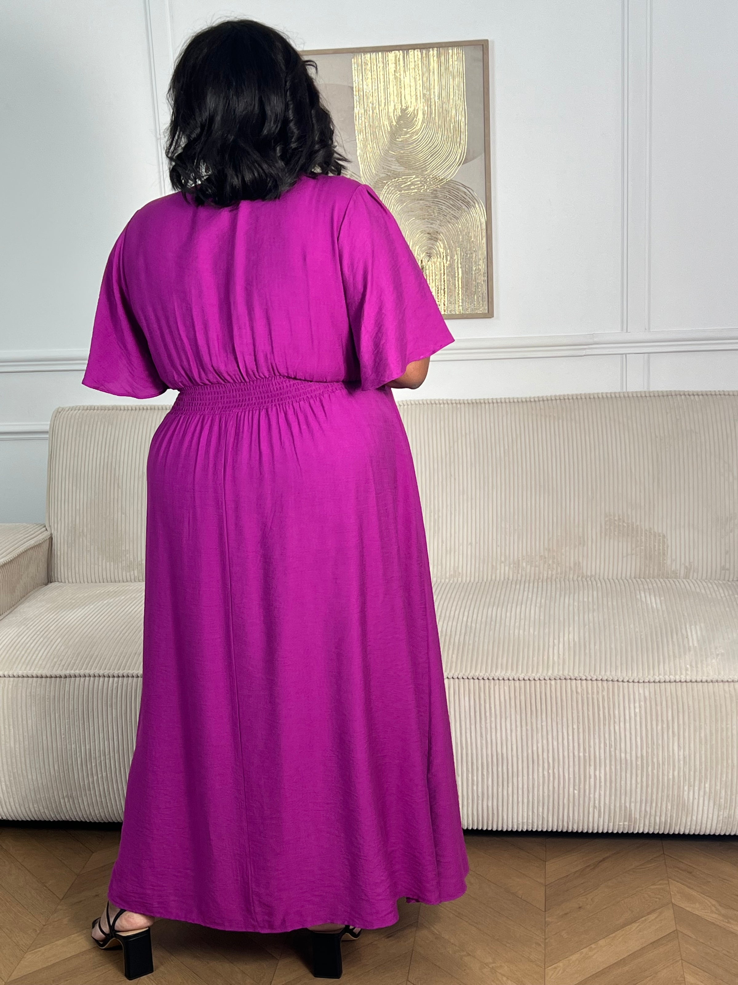 Robe longue violette grande taille : Kyra