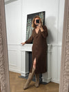 Robe longue marron en broderie : Venus