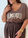 Tee-shirt marron grande taille : Faby