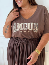 Tee-shirt marron grande taille : Faby