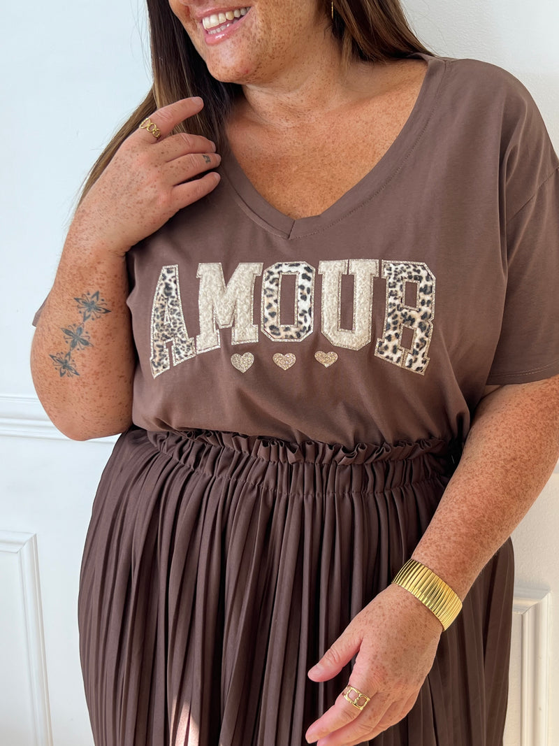 Tee-shirt marron grande taille : Faby