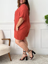 Combishort terracotta gaze de coton grande taille : Judie