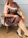 Jupe marron plissée grande taille : Kenize