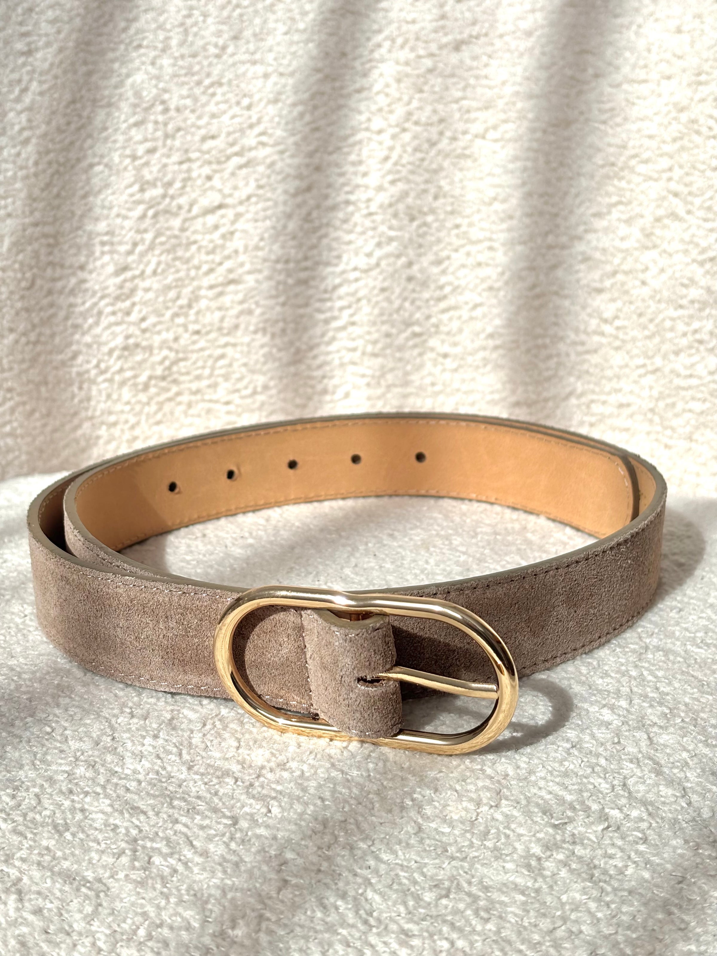 Taupe leather belt: Jules