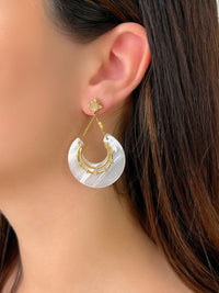 Boucles d'oreilles blanches et dorées : Madelia