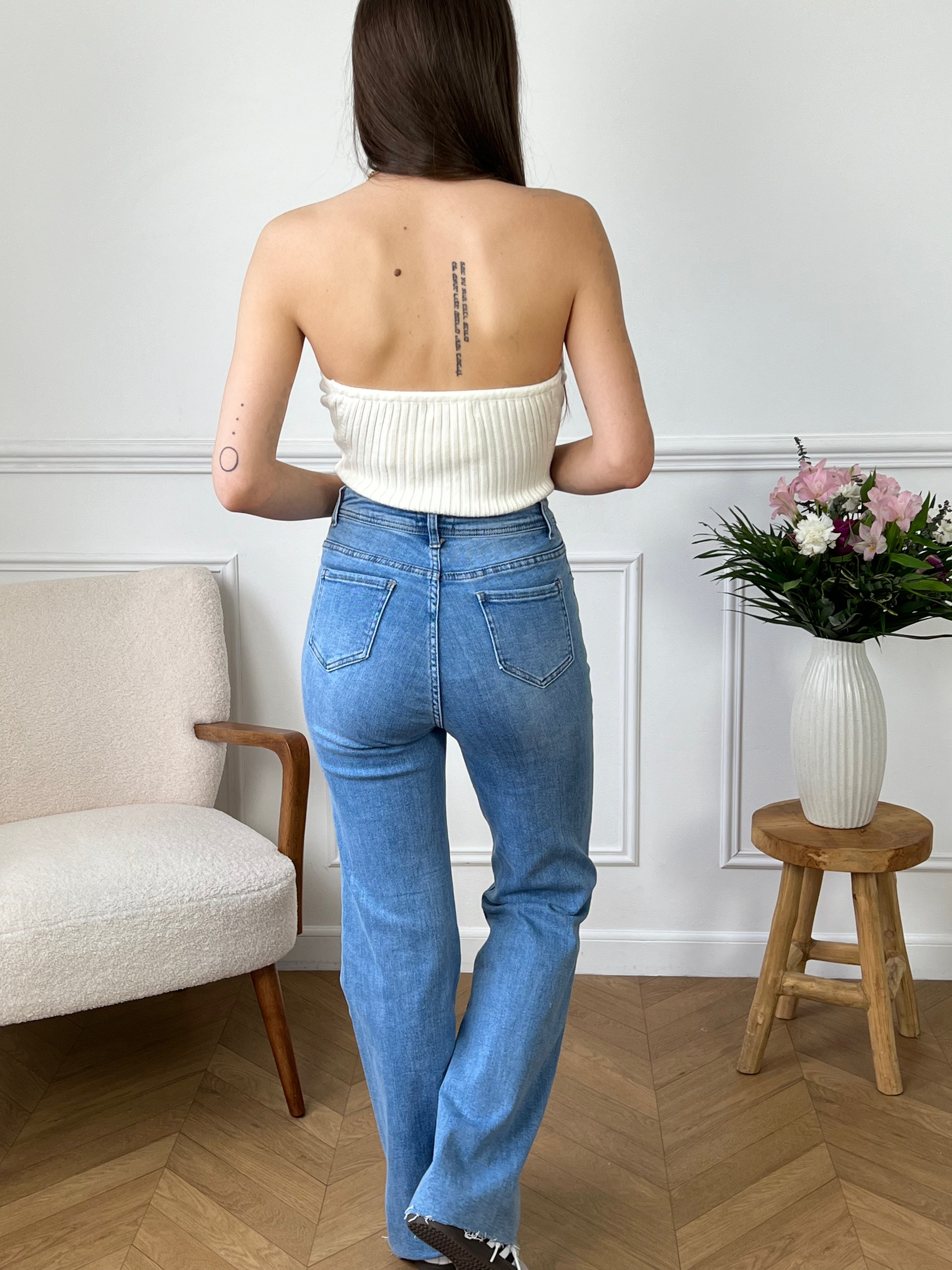 Jean bleu taille haute hotsell