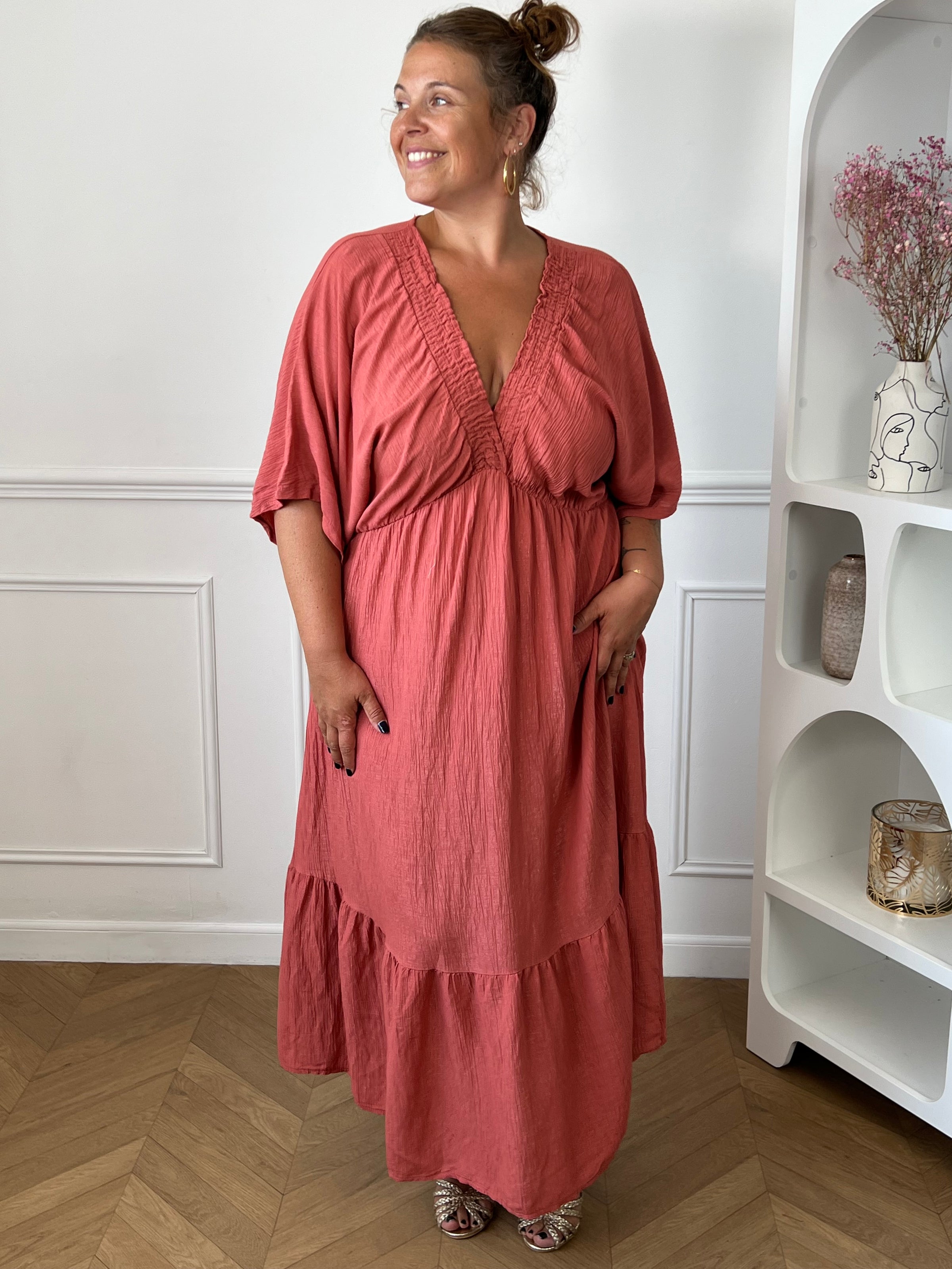 Robe terracotta grande taille : Lorna