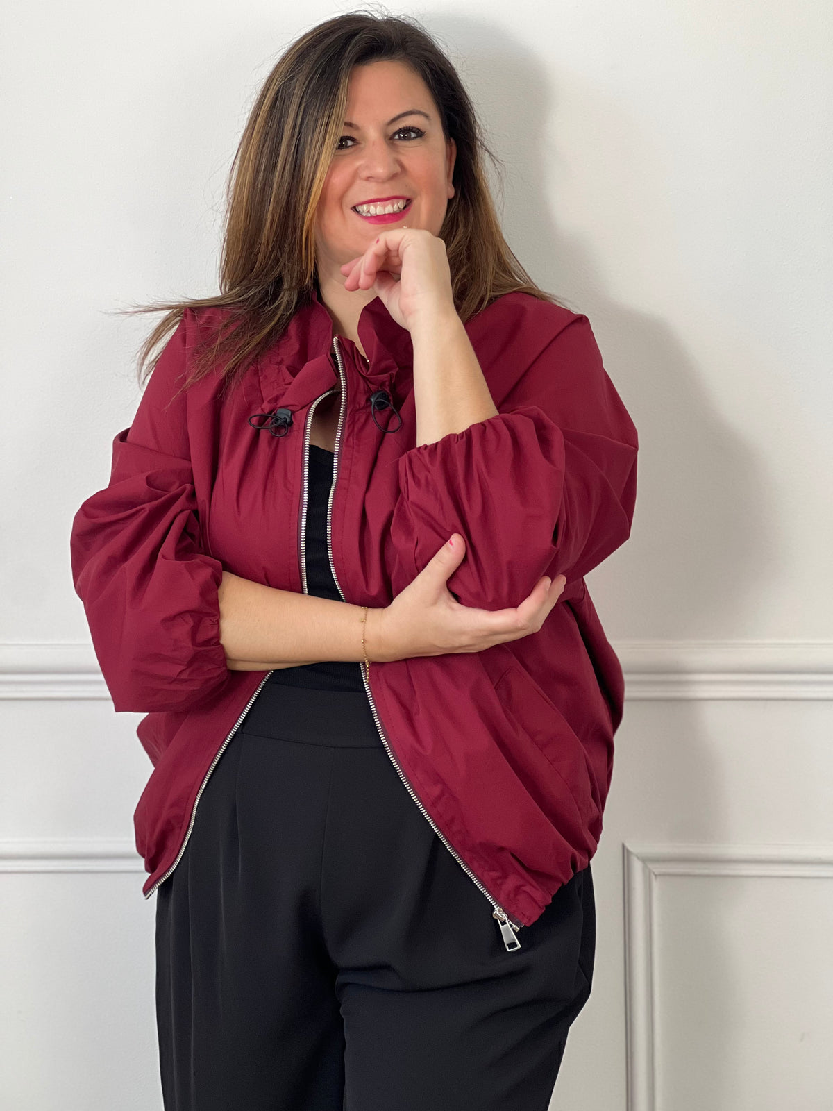 Parka bordeaux grande taille : Ciana
