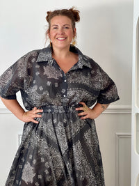 Chemise grise à motifs grande taille : Nova