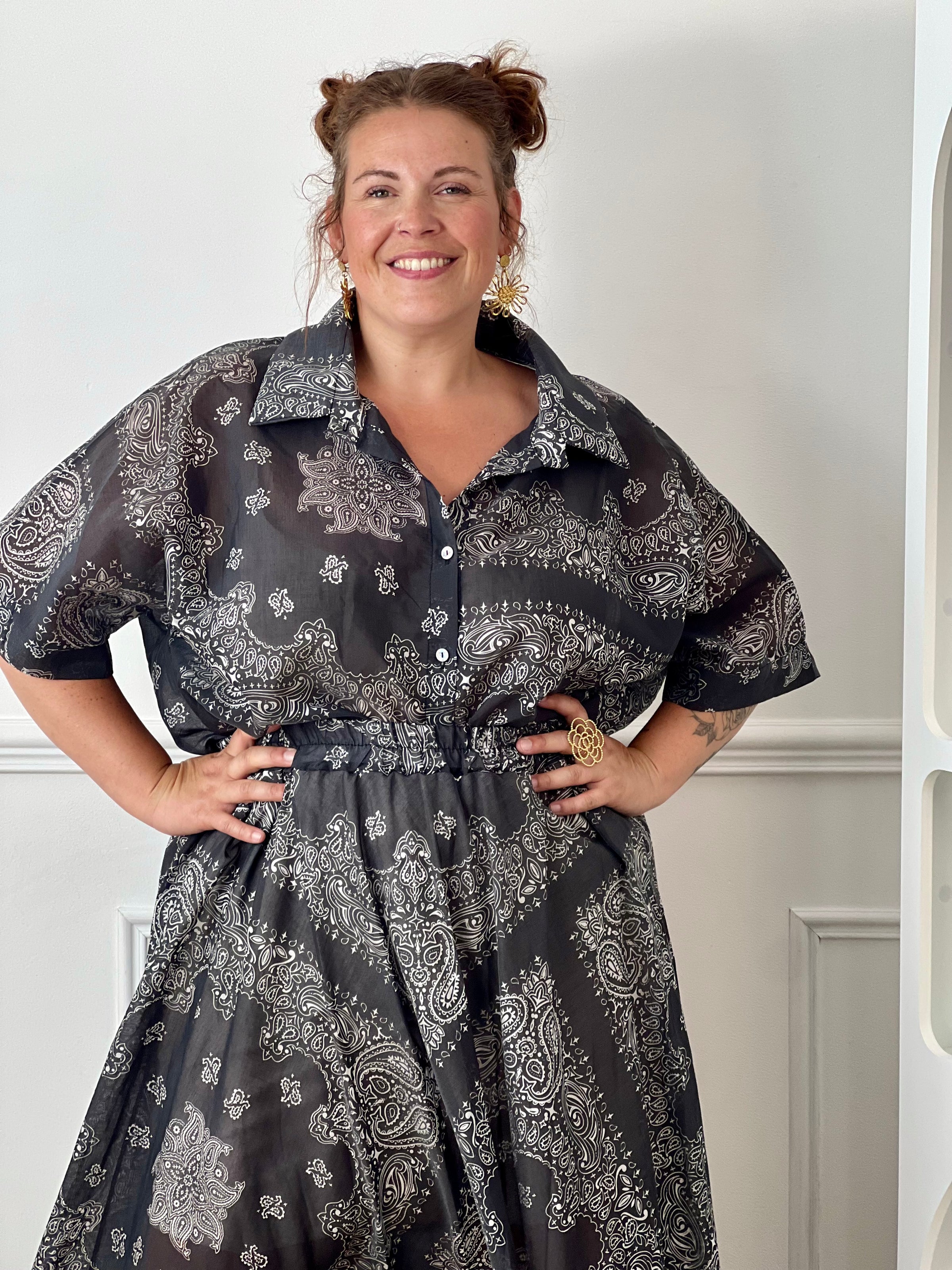 Chemise grise à motifs grande taille : Nova