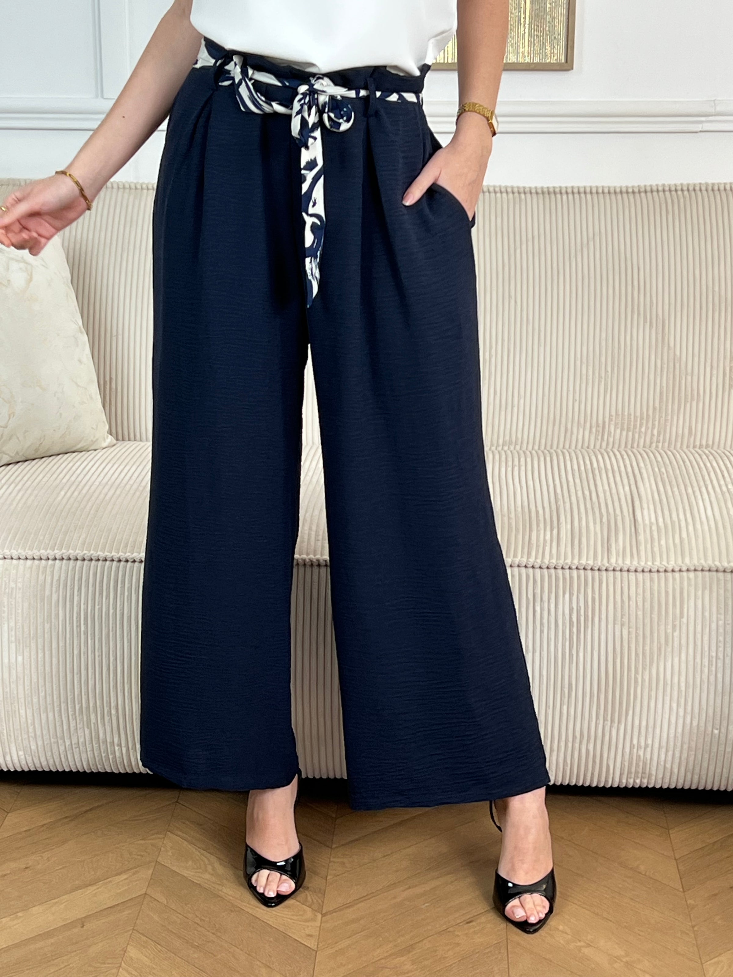 Pantalon fluide bleu : Alanis