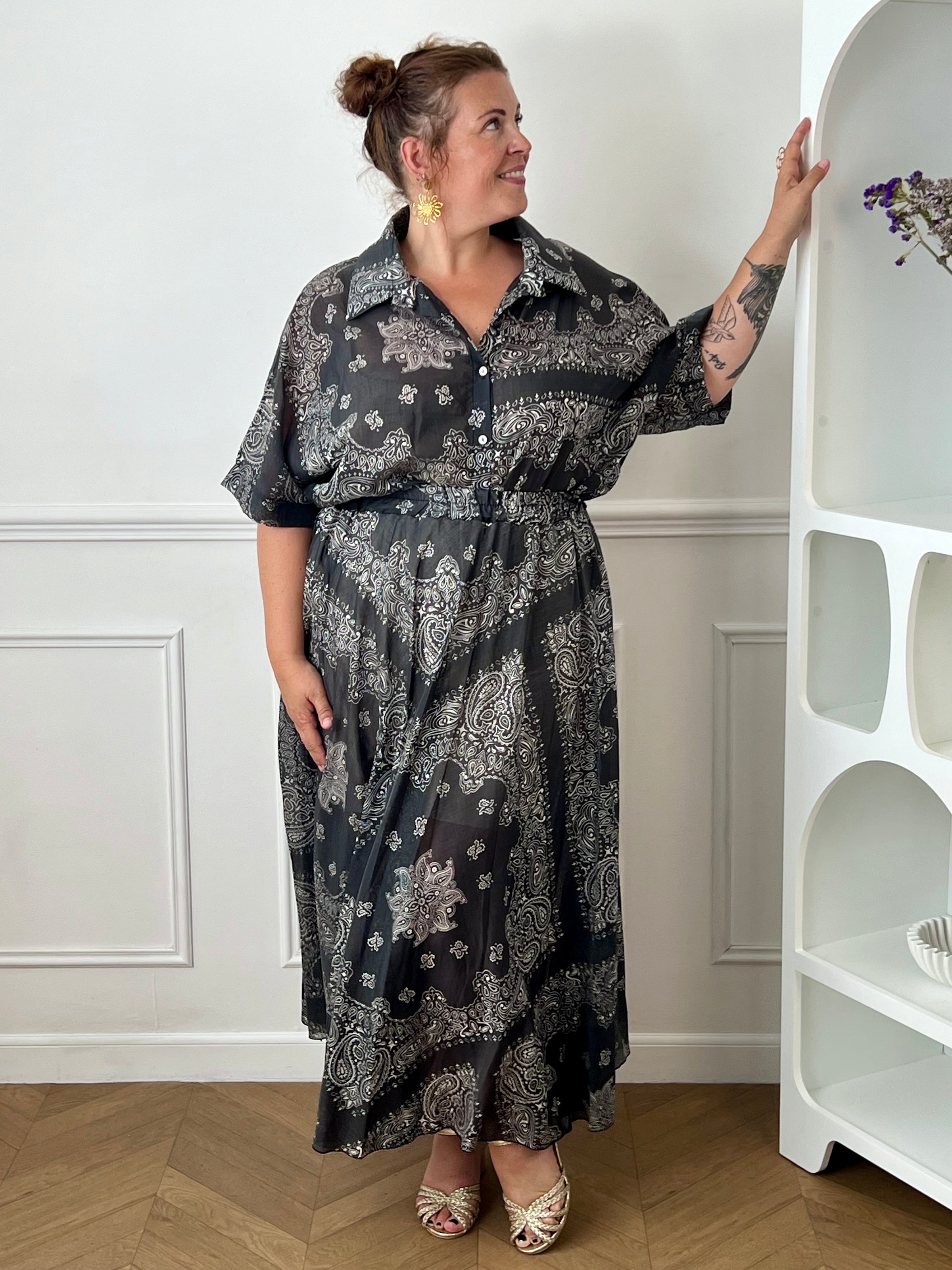 Jupe grise à motifs grande taille : Nova
