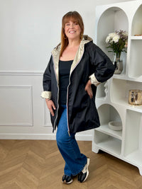 Reversible gold/black plus size parka: Taby