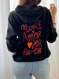 Pull noir a capuche : Amore